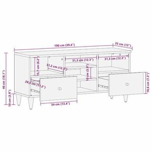 vidaXL tömör mangófa TV-szekrény 100 x 33 x 46 cm kép