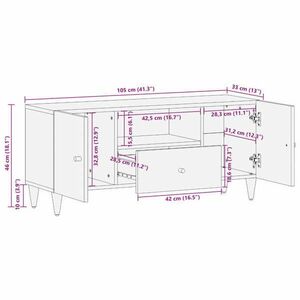 vidaXL tömör mangófa TV-szekrény 105 x 33 x 46 cm kép