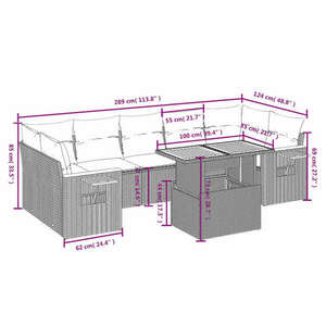 vidaXL 8 részes szürke polyrattan kerti ülőgarnitúra párnákkal kép