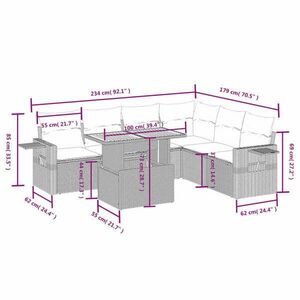 vidaXL 7 részes szürke polyrattan kerti ülőgarnitúra párnákkal kép