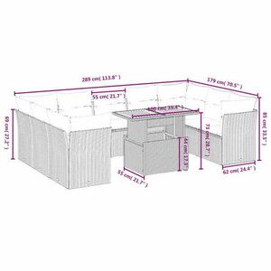 vidaXL 10 részes szürke polyrattan kerti ülőgarnitúra párnákkal kép