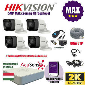 Hikvision 5Mp MAX Szereld Magad Csomag 4 kamerával és RJ45 balunnal kép