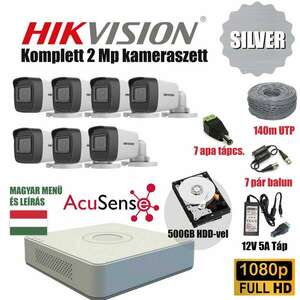 Hikvision 2MP SILVER ACUSENSE TurboHD prémium kamera rendszer 7db kamerával és 500GB HDD-vel kép