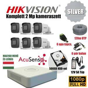 Hikvision 2MP SILVER ACUSENSE TurboHD prémium kamera rendszer 6db kamerával és 500GB HDD-vel kép