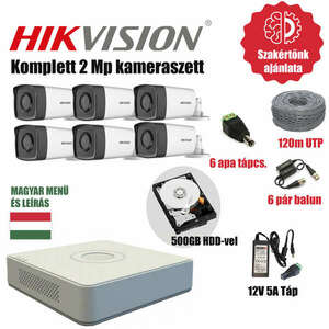 Hikvision 2MP TurboHD prémium kamera rendszer 6db kamerával és 500GB HDD-vel kép