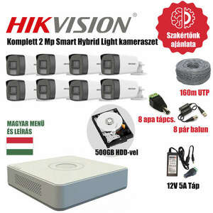 Hikvision 2MP TurboHD prémium kamera rendszer 8db kamerával és 500GB HDD-vel kép