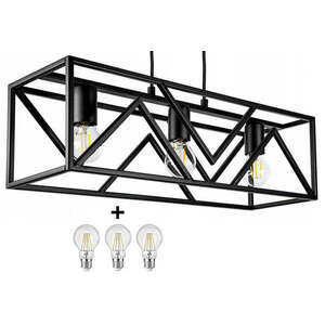 Glimex CAGE állítható függőlámpa fekete 3x E27 + ajándék LED izzó kép