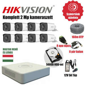 Hikvision 2MP TurboHD prémium kamera rendszer 8db kamerával és 500GB HDD-vel kép