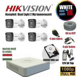 Hikvision AcuSense 2MP TurboHD Dual Light kamera rendszer 4db kamerával és 500GB HDD-vel kép