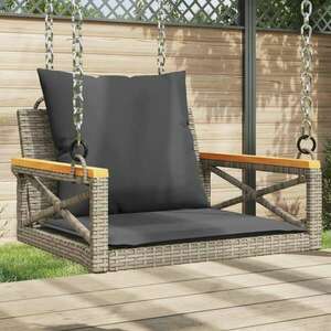 vidaXL szürke polyrattan hintapad párnákkal 63 x 62 x 40 cm kép