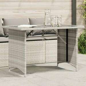 vidaXL szürke polyrattan üveglapos kerti asztal 110x68x70 cm kép