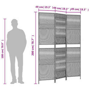 vidaXL szürke 3-paneles polyrattan térelválasztó kép