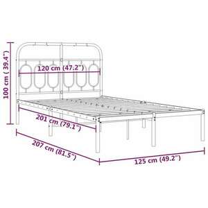 vidaXL fehér fém ágykeret fejtámlával 120 x 200 cm kép