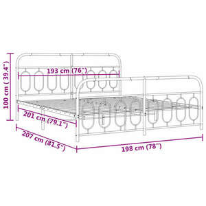 vidaXL fehér fém ágykeret fej- és lábtámlával 193 x 203 cm kép