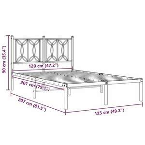 vidaXL fehér fém ágykeret fejtámlával 120 x 200 cm kép