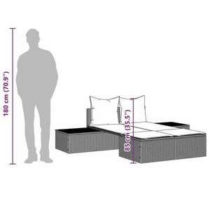 vidaXL bézs polyrattan dupla napozóágy párnával kép