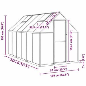 vidaXL zöld alumínium melegház alapvázzal 334x169x195 cm kép