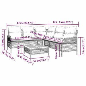 vidaXL 2 részes szürke polyrattan kerti kanapészett párnákkal kép