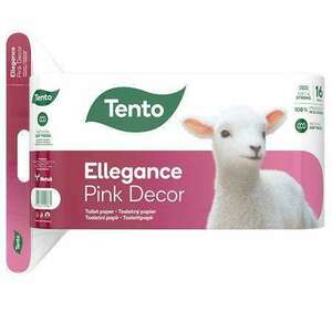 Toalettpapír, 3 rétegű, kistekercses, 16 tekercs, TENTO "Ellegance Pink Decor", fehér kép