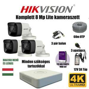 Hikvision 8MP TurboHD prémium kamera rendszer 3 db kamerával és 1 TB HDD-vel kép