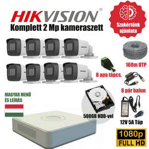 Hikvision 2MP Base TurboHD prémium kamera rendszer 8db kamerával és 500GB HDD-vel kép