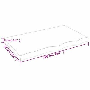 vidaXL sötétszürke kezelt tömör fa fürdőszobai pult 100x60x6 cm kép