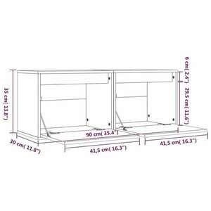 vidaXL 2 darab fehér tömör fenyőfa faliszekrény 45 x 30 x 35 cm kép