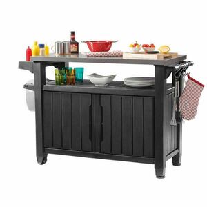 Keter Untiy XL Kerti Grill Asztal 183L , műanyag, grafit, 134x52cm kép