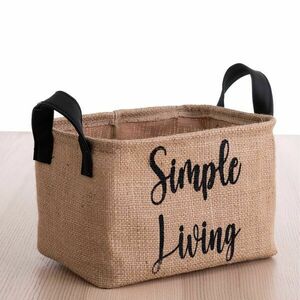 Tárolókosár, Simple Living felirattal, kicsi, szövet, bézs, 27 cm - SIMPLE LIVING - Butopêa kép