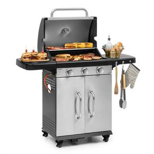 Klarstein Gazooka 3.0T, gáz BBQ grill, 3 x 3 kW égőfej, 4 kerék, nemesacél kép