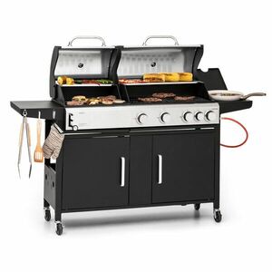 Klarstein Kingsville 4.1, gáz + faszén kombinált grill, 13, 7 kW, 4+1 égő, állítható magasság kép