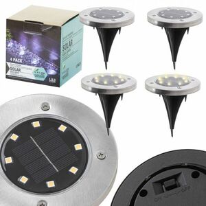 Disk Lights napelemes kerti lámpa, 8 LED x 4 db, hideg fehér kép