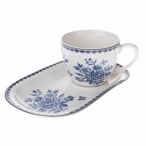 Blue Rose porcelán bögre tálcával , 445 ml kép