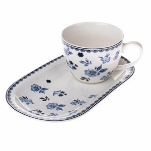 Floral porcelán bögre tálcával, 445 ml kép