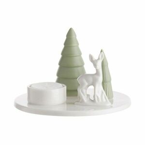 SYLVAN SPIRIT porcelán mécsestartó zöld-fehér, szarvas 13cm kép