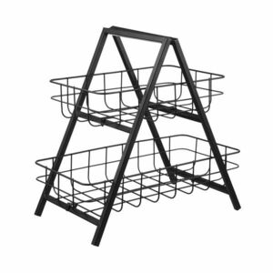 GRID két emeletes fém tároló, fekete 33 cm kép