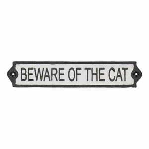 Öntöttvas falitábla 26x5 cm Beware of the Cat – Esschert Design kép