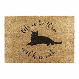 Kókuszrost lábtörlő 40x60 cm Life Is Better With a Cat – Artsy Doormats kép