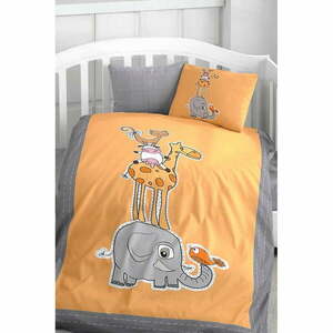 Pamut gyerek ágyneműhuzat babaágyhoz lepedővel-négyrészes 100x150 cm Orange Animal – Mila Home kép