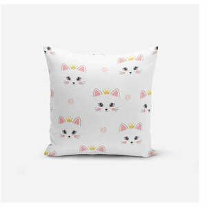 Gyerek párnahuzat 43x43 cm White Pink Cat – Mila Home kép