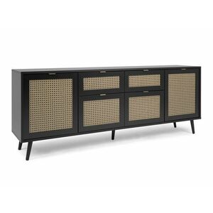 Komód Findlay C106, Rattan minta, Fekete, 71x180x40cm kép