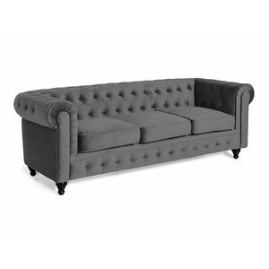 Chesterfield kanapé Manor House B115, Szürke, 77x222x85cm, Lábak: Fa kép