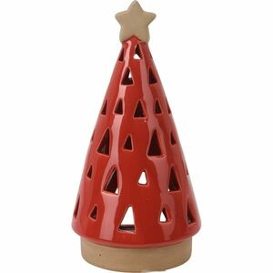 Christmas tree porcelán gyertyatartó teamécseshezfa alakú, piros, 10 x 20 cm kép