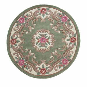 Aubusson zöld gyapjú szőnyeg, ⌀ 120 cm - Flair Rugs kép