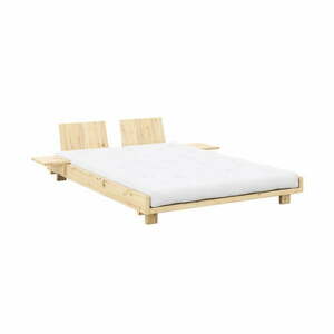 Natúr színű borovi fenyő franciaágy ágyráccsal 160x200 cm Social Bed – Karup Design kép