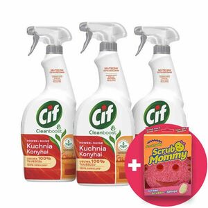 Cif Power&Shine Konyhai Spray 3x750ml + Ajándék Scrub Mommy Szivacs kép