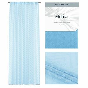 Függöny MOLISA szín égkék hímzett motívum boho szalag voile 140x2... kép