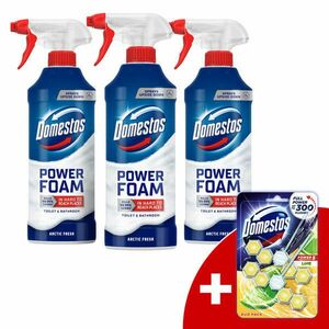 Domestos Power Hab spray Arctic Fresh 3x435ml + Ajándék Domestos WC rúd kép