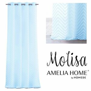 Függöny MOLISA égkék hímzett motívum boho ezüst 140x250 ameliahome kép