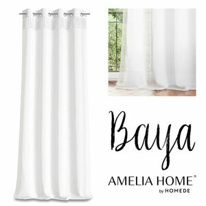 Függöny BAYA szín fehér fűzőkarika voile 140x250 ameliahome kép